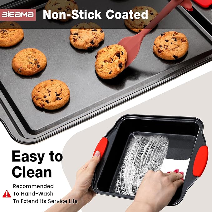 13-Piece Baking Pans Sets, Nonstick Bakeware Sets, BPA-Free Carbon Steel Stackable, Cookie Sheet, Cake, Loaf, Pizza & Muffin Pan, Grey