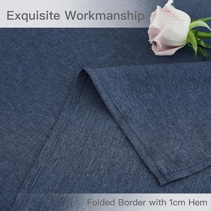 maxmill Rectangular Tablecloth Linen Texture Stain Proof Waterproof Wrinkle Free Spillproof Washable Fabric Table Cloth Farmhouse Tablecloths for Dining Room Party Holiday, 60 x 140 Inch, Navy Blue