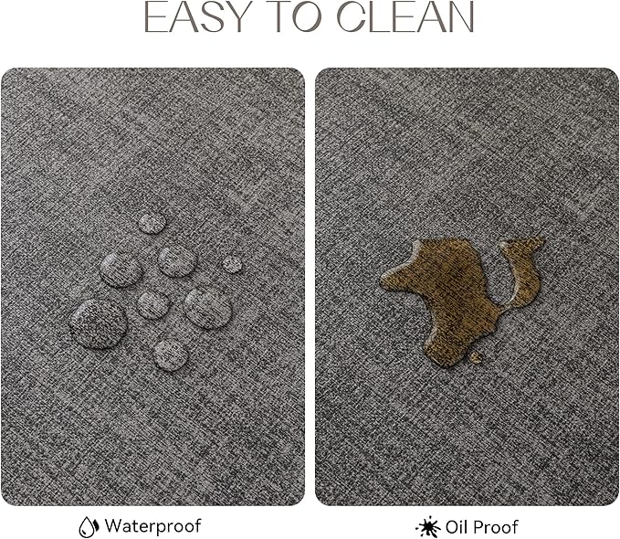 Romanstile Vinyl Placemats Set of 6-12 X 18 Inch - Heat Resistant Place Mats 100% Waterproof Oilproof Wipeable Reversible Faux Leather Table Mats for Kitchen/Dining/Party/Holiday, Dark Grey