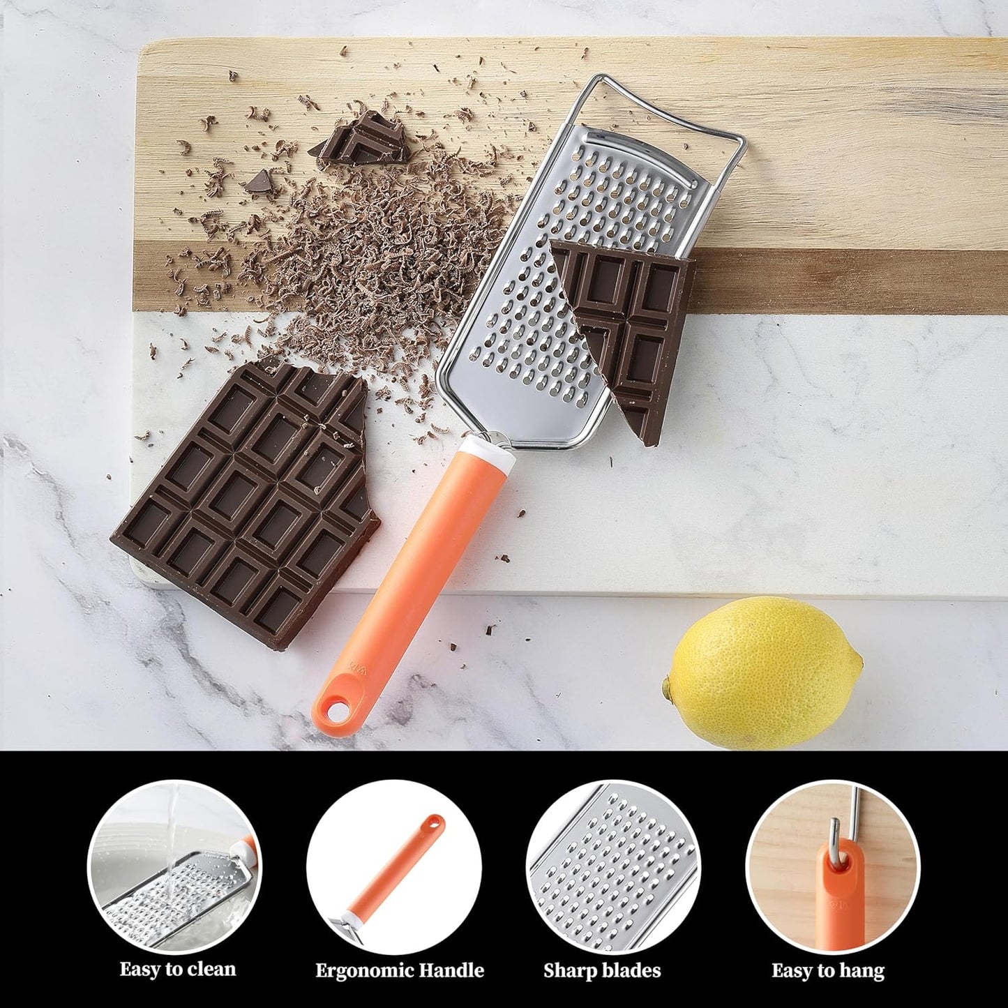 Cheese Grater with Handle, Vituer Stainless Steel Graters for Kitchen, Cheese Grater Lemon Zester Handheld, Great for Cheese, Ginger, Chocolate, Spices and More, Dishwasher Safe