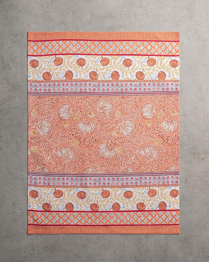 Maison d' Hermine Kitchen Towels Set of 3 100% Cotton 20" x 27.5" Reusable Cloth Tea Dish Towels Absorbent with Hanging Loop for Kitchen Dining Thanksgiving Christmas Decorations (Harvest Festival)