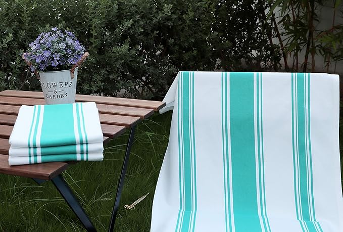AMOUR INFINI Cotton Kitchen Towels - Set of 4 Highly Absorbent, Ultra Tea Towel with Hanging Loop, 20x28 Inch Quick Drying Dish Cloths for Cleaning Dishes (Turquoise)