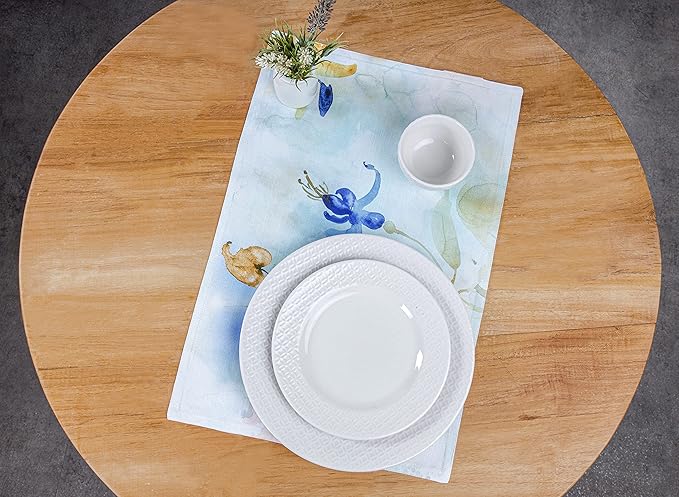 Maison d' Hermine Placemats Set of 4 100% Cotton Washable Cloth Place Mats, Reusable Table Mats for Kitchen Dining Decoration, Party, Wedding, Restaurant Spring/Summer (Lazy Summer Days, 13" x 19")