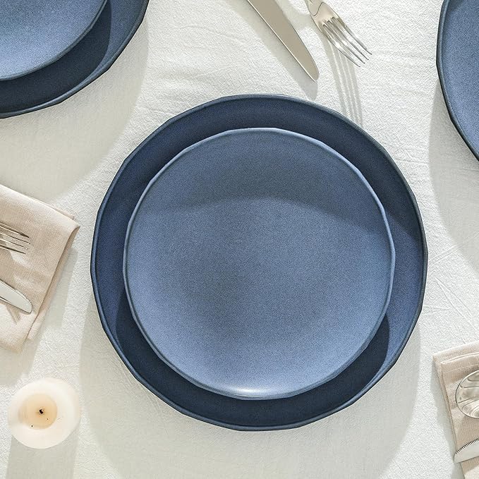 Stone Lain Rio 4-Piece Salad Plate Set Stoneware, Blue