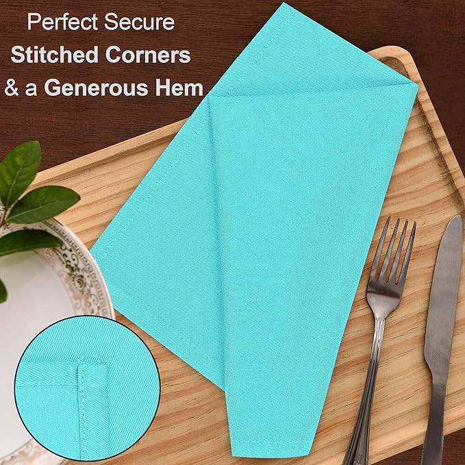 Ruvanti Cloth Napkins Set of 12, 18x18 Inches Napkins Cloth Washable, Soft, Durable, Absorbent, Cotton Blend. Table Dinner Napkins Cloth for Hotel, Lunch, Restaurant, Wedding, Parties - Waterspout