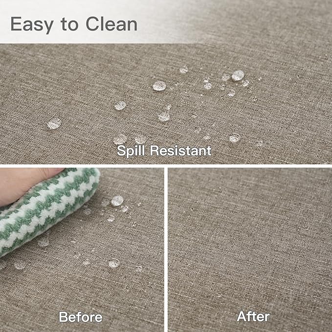 maxmill Linen Textured Rectangular Tablecloth Water Resistant Wrinkle Free Spill-Proof Stain Proof Table Cloth for Dining Room Decoration, Banquet Party Wedding Holiday Dinner, 52 x 84 Inch, Mocha