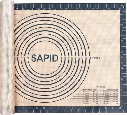 Non Slip Silicone Pastry Mat Large with Measurements for Non-stick Dough Rolling, Pie Crust, Pastry Roll Out, Cookies,Bread and Silicon Kneading Mat (16" x 24", Gray)