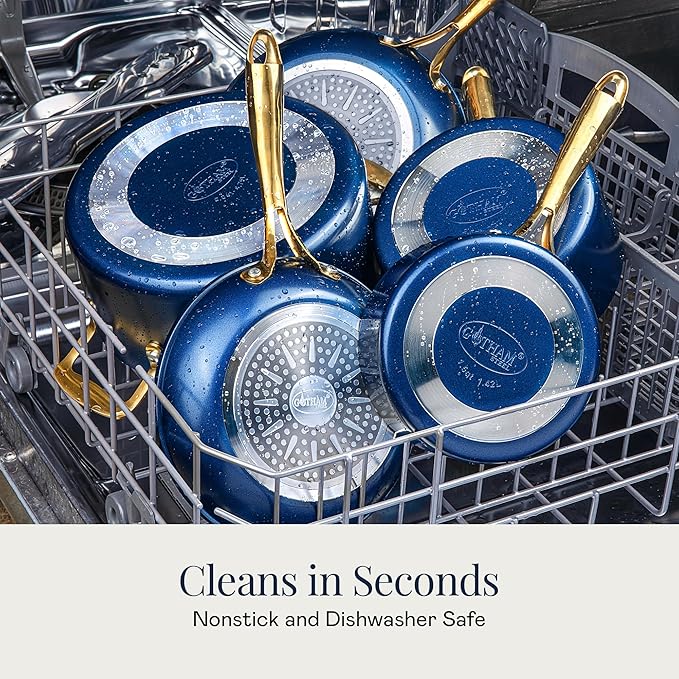 Gotham Steel 12 Pc Ceramic Cookware Set Nonstick, Ceramic Pots and Pans Set Non Stick with Steamer for Cooking, Non Toxic PFOA PFOS Free, Premium Stay Cool Handles, Oven & Dishwasher Safe