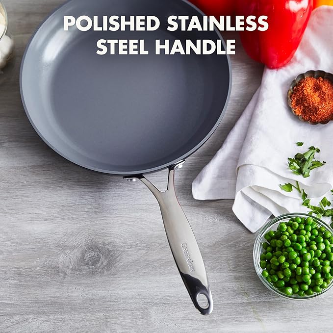 GreenPan 11" Valencia Pro Ceramic Nonstick Frying Pan Skillet, Hard Anodized PFAS-Free Cookware, Induction Ready, Compatible on All Cooktops, Dishwasher & Oven Safe, Stainless Steel Handle, Gray