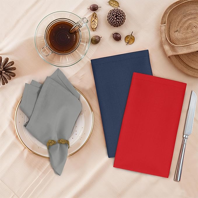 Ruvanti Cloth Napkins Set of 12, 18x18 Inches, 100% Cotton, Washable, Soft & Absorbent, Perfect for Wedding, Christmas, ‎Thanksgiving Dinners - Multi Colors