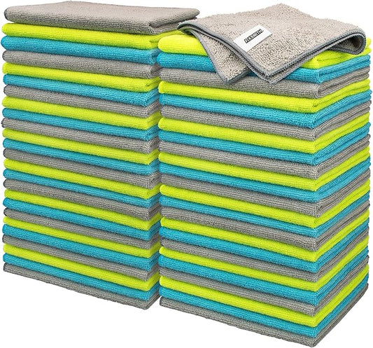 FIXSMITH Microfiber Cleaning Cloth - Pack of 50, Microfiber Towels for Cars 16 x 12 in, Highly Absorbent Cleaning Rags, Lint-Free, Streak-Free Cleaning Cloths for Car Kitchen Home Office