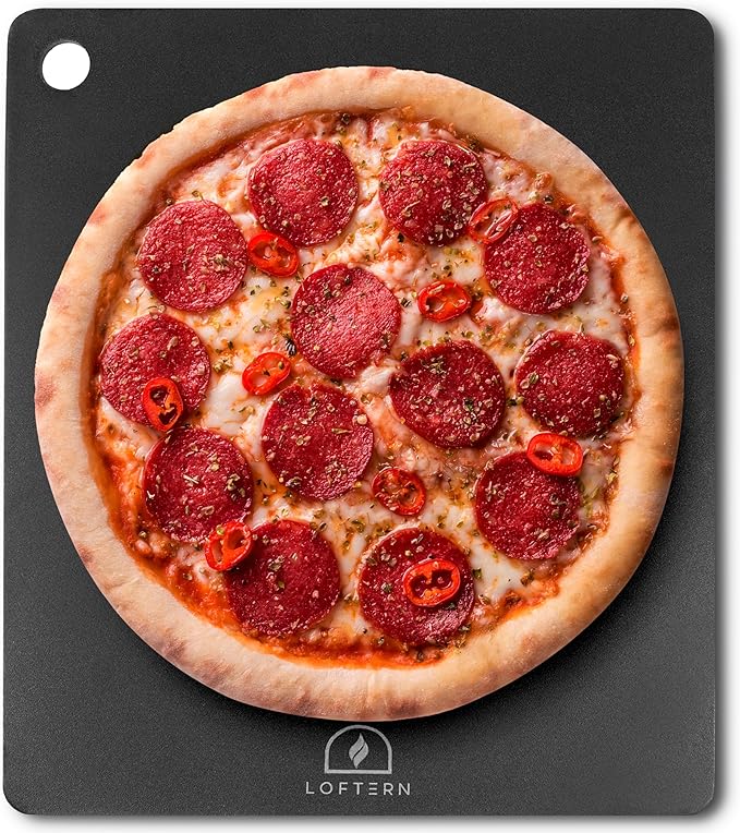 Loftern 14" x 16" Pizza Steel - Heavy-Duty Carbon Steel Baking Plate for Oven, Grill & Pizza Oven - Pro Pizza Stone for Bread, Sourdough, and Crisp Crust Perfection