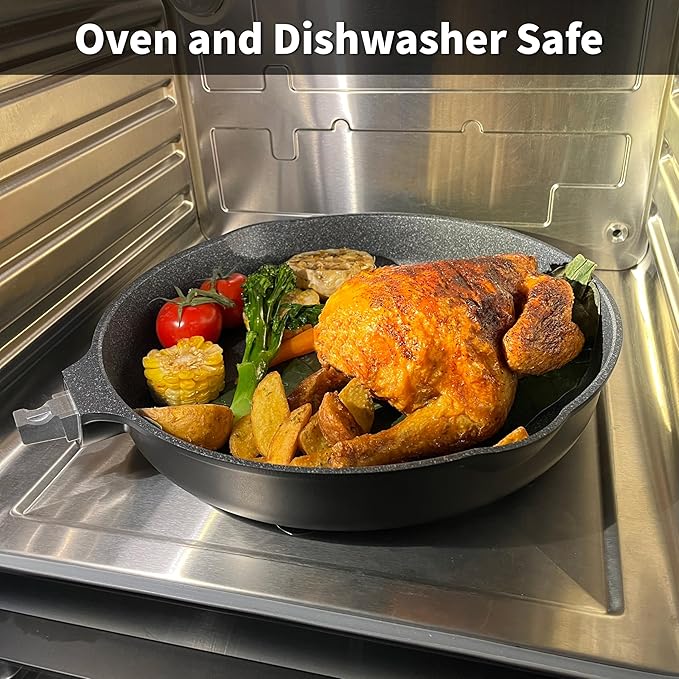 8 Inch and 12.5 Inch Smart Nonstick Frying Pan Set with Removable Handles,Cast Aluminum and Anti-Scratch Sauté Pans,Compatible with All Stovetops,Dishwasher and Oven Safe