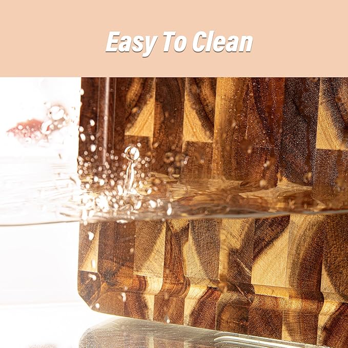 End Grain Butcher Block 15"x11", Premium Acacia Wood Cutting Board with Juice Groove, TJ POP Medium Chopping Board for Kitchen, 1.2" Thick