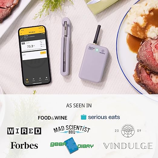 ThermoWorks RFX | Smart Wireless Meat Thermometer | Wi-Fi & Radio Frequency | Stronger Signal Than Bluetooth | Meat Probe for Use in Smoker, Grill, BBQ, Oven - 1-Probe Kit