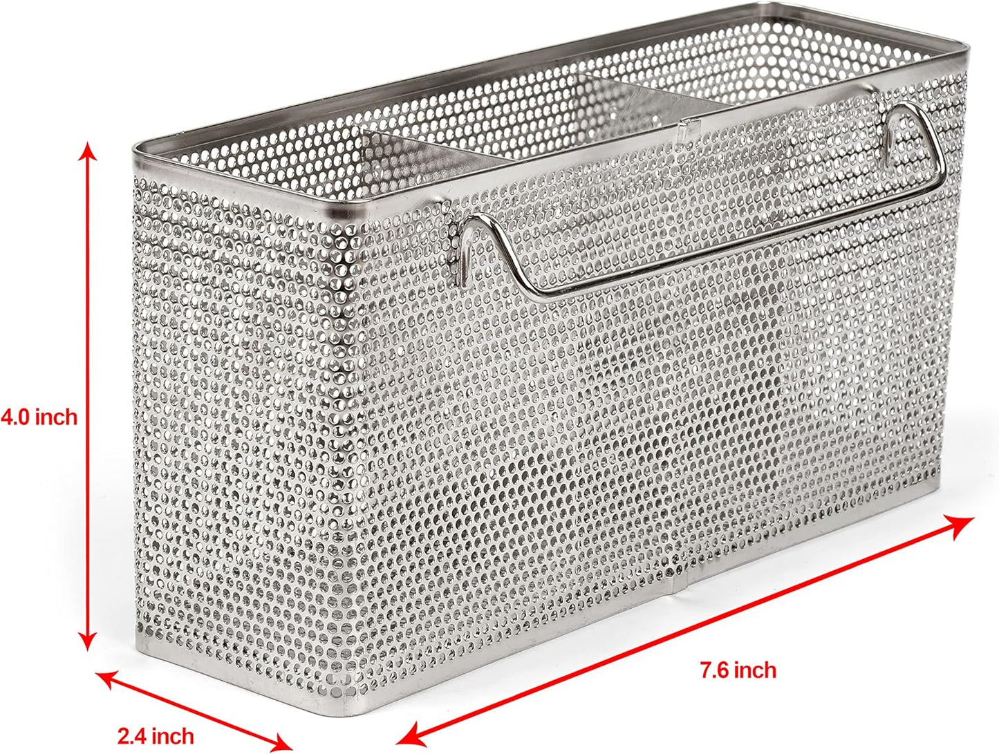 LENITH Kitchen Utensil Chopsticks Perforated Holder with Hooks - 304 Stainless Steel Storage for Organizer Dishwasher Safe (Large Rectangle)
