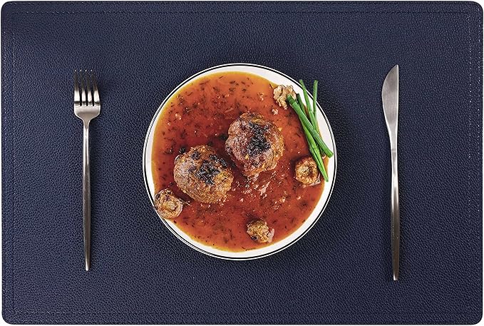 Set of 6 Faux Leather Placemats, PU Table Mats, Waterproof, Stain Resistant, Heat Resistant, Non-Slip Easy to Clean for Kitchen Dining Table,Conference Table