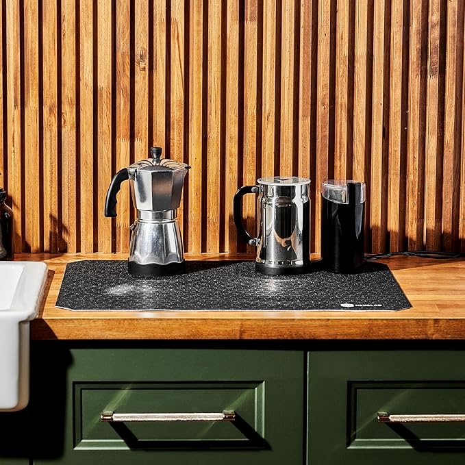 HexClad 2-Piece Dish Drying Mat Set Made of Absorbent Fabric that Holds up to 8oz of Liquid, Ultra-Thin Design for Fast Drying, Waterproof and Non-Slip Backing, Cut for a Universal Fit that Won’t Fray