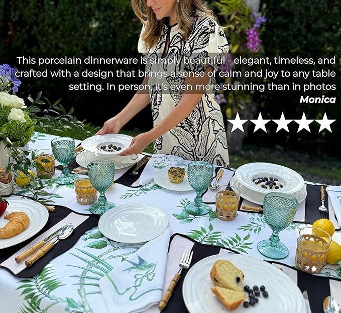 White Porcelain Dinnerware Set for 4–12-Piece Plates and Bowls Sets with Natural Waves – Durable, Microwave, Oven, Dishwasher Safe, Scratch Resistant Modern China Dish Set, stylish, everyday tableware