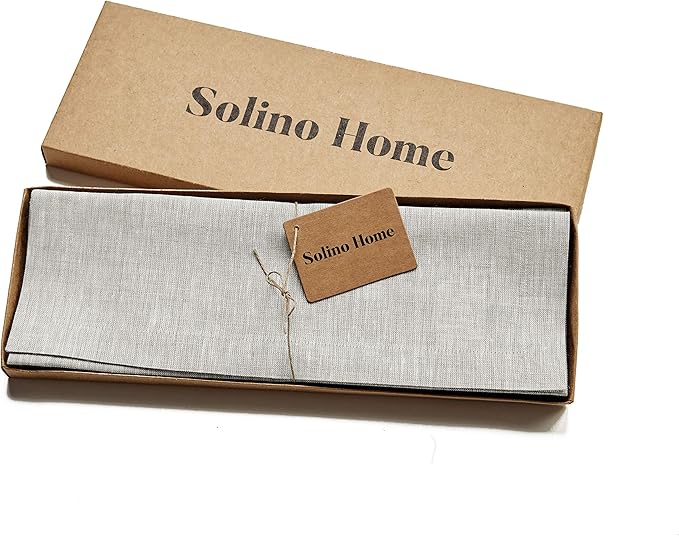 Solino Home Linen Placemats Set of 6 - Oyster Grey Placemats 14 x 19 Inch - 100% Pure Linen Table Mats for Fall, Autumn, Thanksgiving - Athena