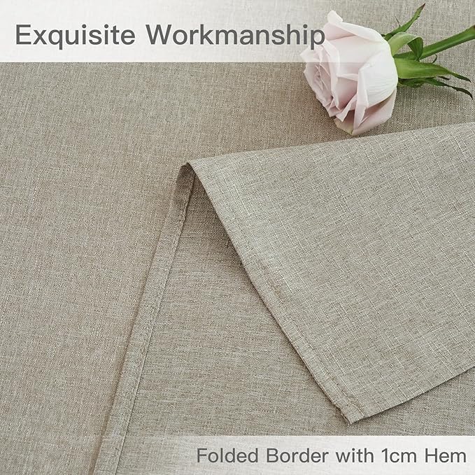maxmill Rectangle Linen Texture Tablecloth Stain Proof Waterproof Wrinkle Free Washable Dining Table Cloth Wipeable Fabric Table Cover for Dining Room Farmhouse Tablecloths, 60 x 120 Inch, Linen