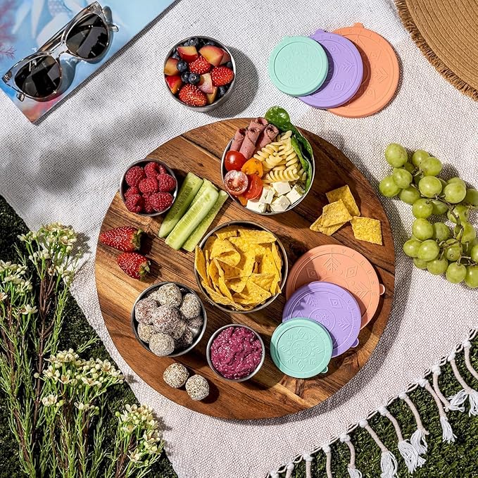 Everusely - Stainless Steel Food Containers - 3 Pack, Bright - Lunch Box - Snack Containers for Office, Home Food Storage - Leakproof with Silicone Lids - Dishwasher & Freezer Safe