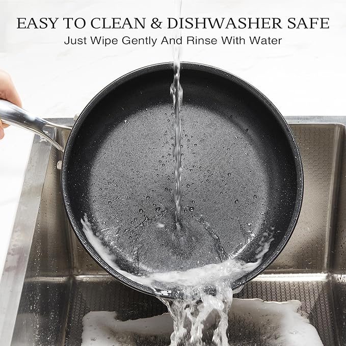 KITEXPERT Non Stick Frying Pans with Lid, 10" Titanium Ceramic Pan Nonstick Stainless Steel Skillet, PFAS PFOA & PTFE Free, Quick-Cool Handle, Dishwasher & Oven Safe, Compatible with All Cooktops