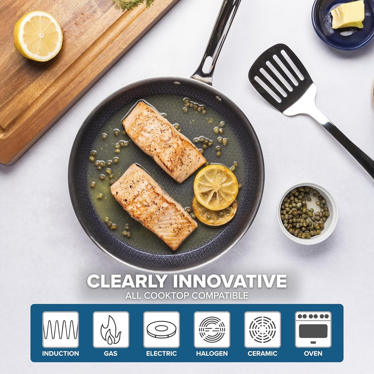 Viking 3-Ply Non Stick Frying Pan, 10 Inch Hybrid Plus Stainless Steel Kitchen Cookware, Silver