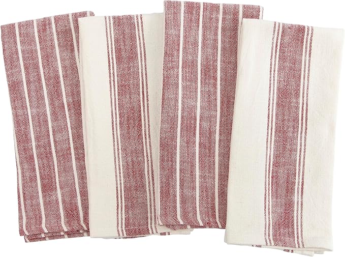 KAF Home Natural Rustic Farmhouse Slubbed Kitchen Towel | 100% Cotton Dish Towel, 18 x 28 Inches | Soft and Absorbent (Wine, 18 x 28-4 Pack)