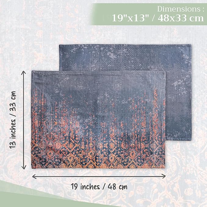 Maison d' Hermine Placemats Set of 4 100% Cotton Washable Cloth Place Mats, Reusable Table Mats for Thanksgiving Christmas Decorations Kitchen Dining Party Wedding Restaurant (Imperfection, 13" x 19")