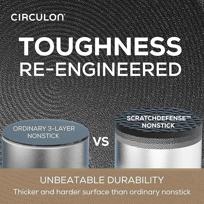 Circulon A1 Series with ScratchDefense Technology Nonstick Induction Pots and Pans, Metal Utensil Safe, Includes Splatter Guard, Slotted Turner and Silicone Trivets, 10 Piece Cookware Set - Champagne