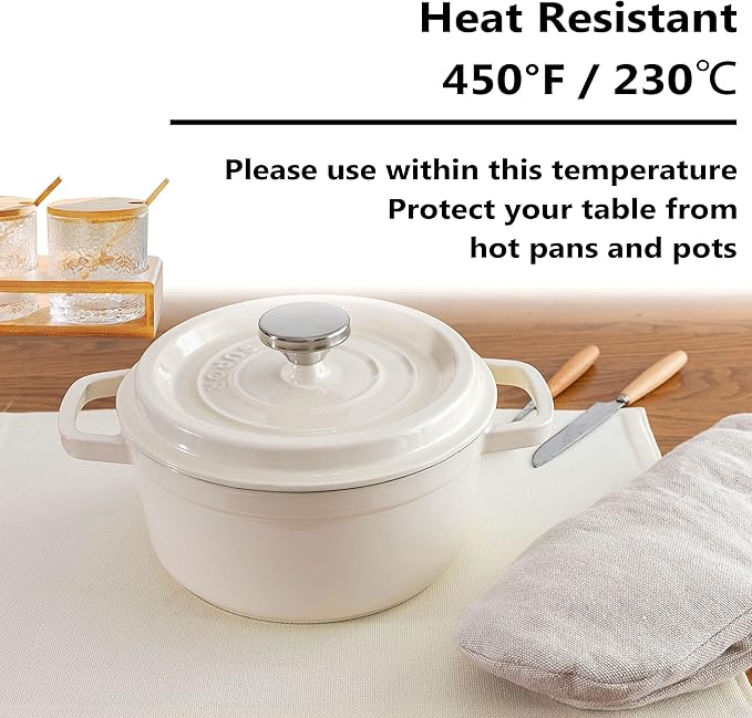 Home Brilliant Place Mats Indoor Set of 6 Cloth Place Mat Heat Resistant Dining Table Place Mats for Kitchen Table, 13 x 19 inches, Cream