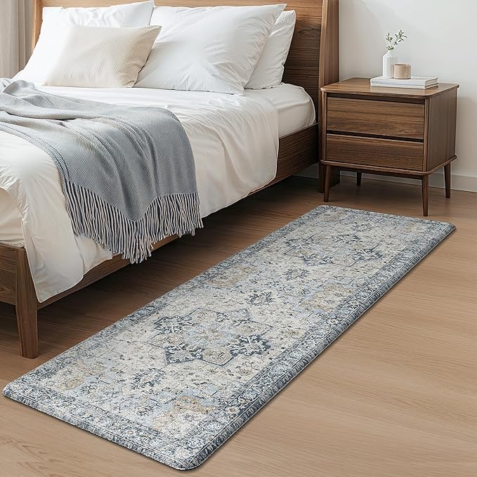 GENIMO Kitchen Mats for Floor, Washable Anti Fatigue Mat for Cushioned, 23.6"x71", Waterproof Kitchen Rugs, Non Slip Comfort Standing Mat Rug for Home, Sink, Laundry, Light Blue