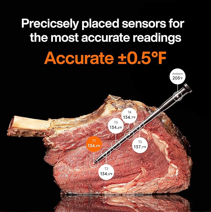 Typhur Sync Wireless Meat Thermometer Quad | 4 Probes | 6 Sensors | LCD Display | WiFi and Bluetooth 5.3 | Improved Stability and Range | IPX8 Waterproof | for BBQ, Grill, Smoker, Oven, Kitchen