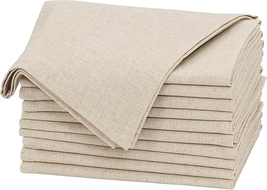 Ruvanti Linen Napkins Set of 12, 18x18 Cloth Napkins, Cotton Linen Blend Napkins Cloth Washable, Soft, Reusable Dinner Napkins for Wedding, Parties, Christmas, Thanksgiving, Everyday Use - Natural