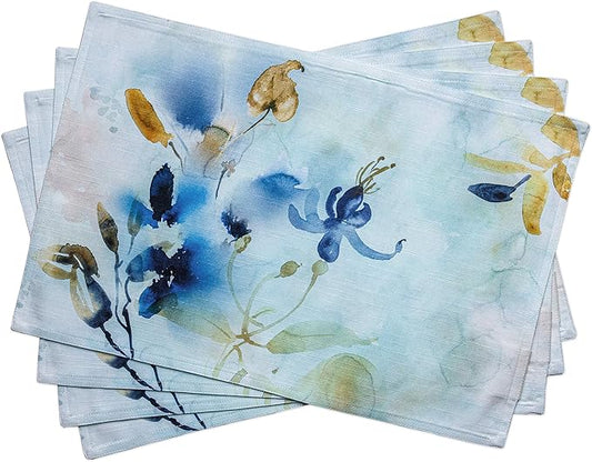 Maison d' Hermine Placemats Set of 4 100% Cotton Washable Cloth Place Mats, Reusable Table Mats for Kitchen Dining Decoration, Party, Wedding, Restaurant Spring/Summer (Lazy Summer Days, 13" x 19")