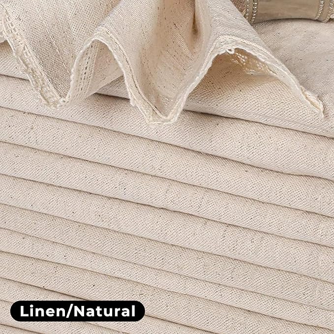 Bedding Craft Linen Flax Cotton Cloth Napkins 18x18 with Lace – Set of 72 – Machine Washable Reusable Fabric Napkins for Weddings, Cocktail Parties, Events & Table Settings (6 Dozen)