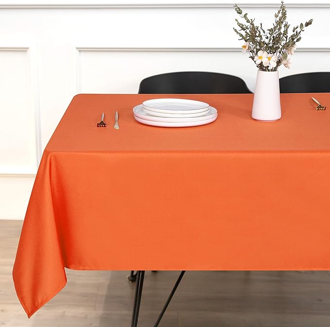 sancua Rectangle Tablecloth - 54 x 108 Inch - Stain and Wrinkle Resistant Washable Polyester Table Cloth, Decorative Fabric Table Cover for Dining Tables, Buffet Parties and Camping, Orange