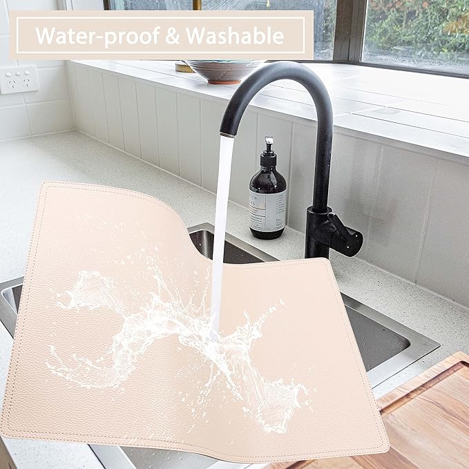 Set of 8 Faux Leather Placemats, PU Table Mats, Waterproof, Stain Resistant, Heat Resistant, Non-Slip Easy to Clean for Kitchen Dining Table,Conference Table, Beige