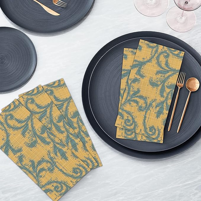 RUVANTI Cloth Napkins Set of 12 Cotton 100%, 18x18 Inches Napkins Cloth Washable, Soft, Absorbent. Cotton Napkins for Parties, Christmas, Thanksgiving, Weddings, Dinner Napkins Cloth - Vine Spirals