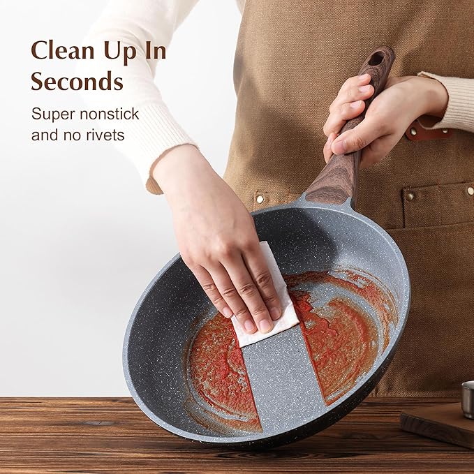 SENSARTE Nonstick Cookware Set 16-Piece, Healthy Pots and Pans Set, Non-stick Kitchen Cooking Set with Stay-Cool Handles, Silicone Utensils and Pot Protectors, PFOA Free