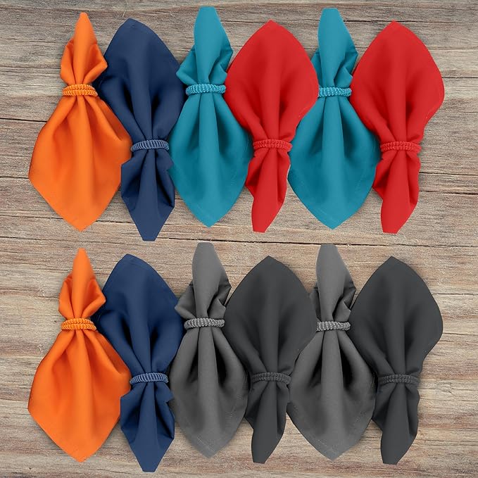 Ruvanti Cloth Napkins Set of 12, 18x18 Inches Napkins Cloth Washable, Soft, Durable, Absorbent, Cotton Blend. Table Dinner Napkins Cloth for Hotel, Christmas, Dinner, Parties - Multi Color