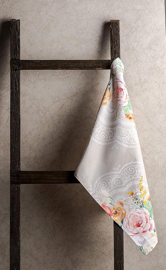 Maison d' Hermine Kitchen Towels Set of 3 100% Cotton 27.50" x 20" Reusable Cloth Tea Dish Towels Absorbent with Hanging Loop for Kitchen, Home, Dining, Cocktail Parties Spring/Summer (Ibiza - Beige)