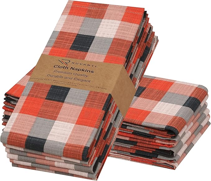 RUVANTI Cloth Napkins Set of 12 Cotton 100%, 18x18 Inches Napkins Cloth Washable, Soft, Absorbent. Cotton Napkins for Parties, Christmas, Thanksgiving, Weddings, Dinner Napkins Cloth - Play Box