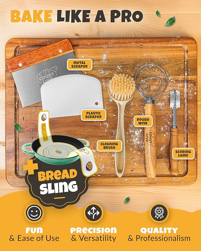 Dutch Oven Bread Baking - 5QT Enamel Bread-Oven - incl Sourdough Bread-Baking Suppliers like Dough Whisk Scoring Lame etc Bread-Dome Cast Iron Bread-Pan with Lid for Sour dough, Bread-making