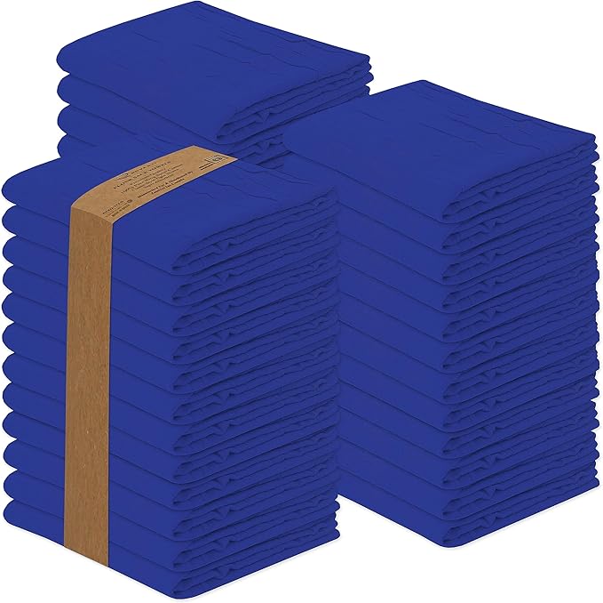 RUVANTI Flour Sack Towels 36 Pack 28x28 Inch, 100% Cotton Tea Towel, Reusable, Machine Washable, Absorbent BarTowels - Dish Cloth Perfect for Drying Dishes & Cleaning - Navy