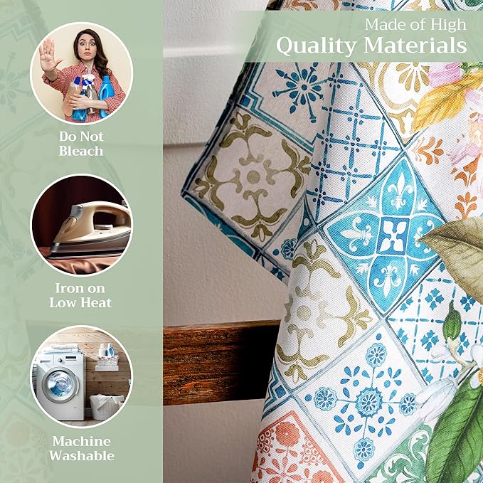 Maison d' Hermine Kitchen Towels Set of 3 100% Cotton 27.50" x 20" Reusable Cloth Tea Dish Towels Absorbent with Hanging Loop for Kitchen, Home, Dining, Cocktail Parties Spring/Summer (Agrume)