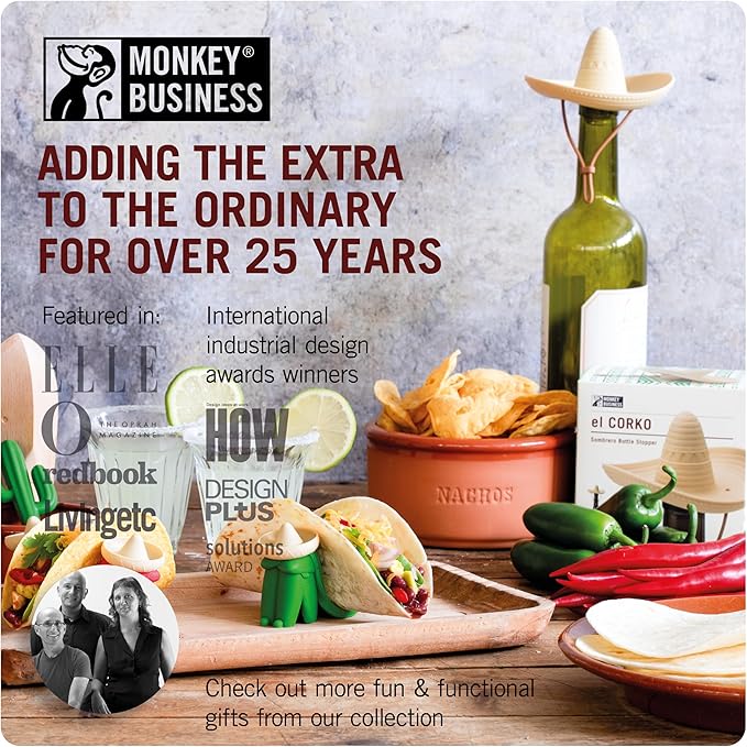 Monkey Business Giftbox for Wine Lovers – 2 Neoprene Wine Bottle Poncho Covers + 2 Silicone Wine Stoppers – Funny Wine Gifts for Hosts and Parties – Insulated Wine Sleeves – Fits 750ml Bottles