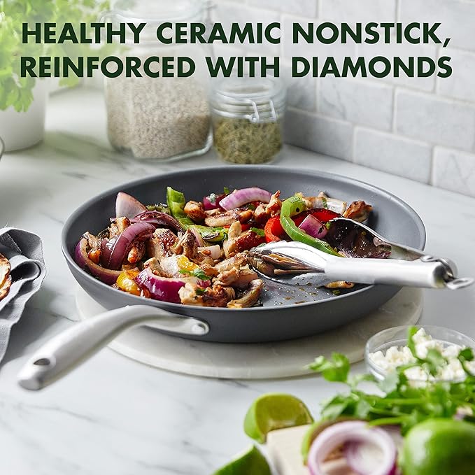 GreenPan Lima Hard Anodized Healthy Ceramic Nonstick 18 Piece Cookware Bakeware Pots and Pans Set, PFAS-Free, Oven Safe, Gray