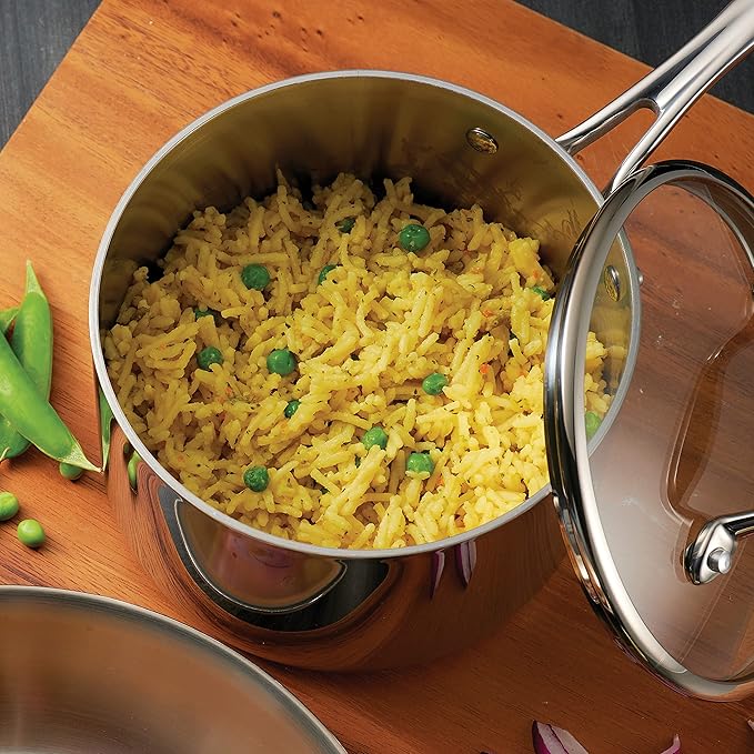 Tramontina Tri-Ply Clad Stainless Steel 2-Quart Small Sauce Pan with Glass Lid, Induction-Ready, Dishwasher-Safe, NSF-Certified
